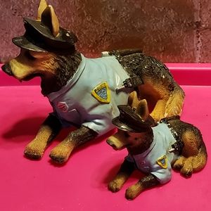 Police Dog n pup figurine